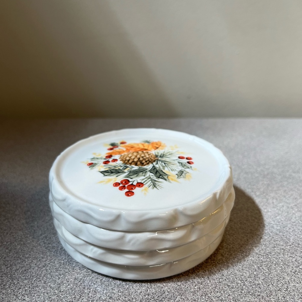 Gibson Vintage Fall Set of 4 Ceramic Coaster Set